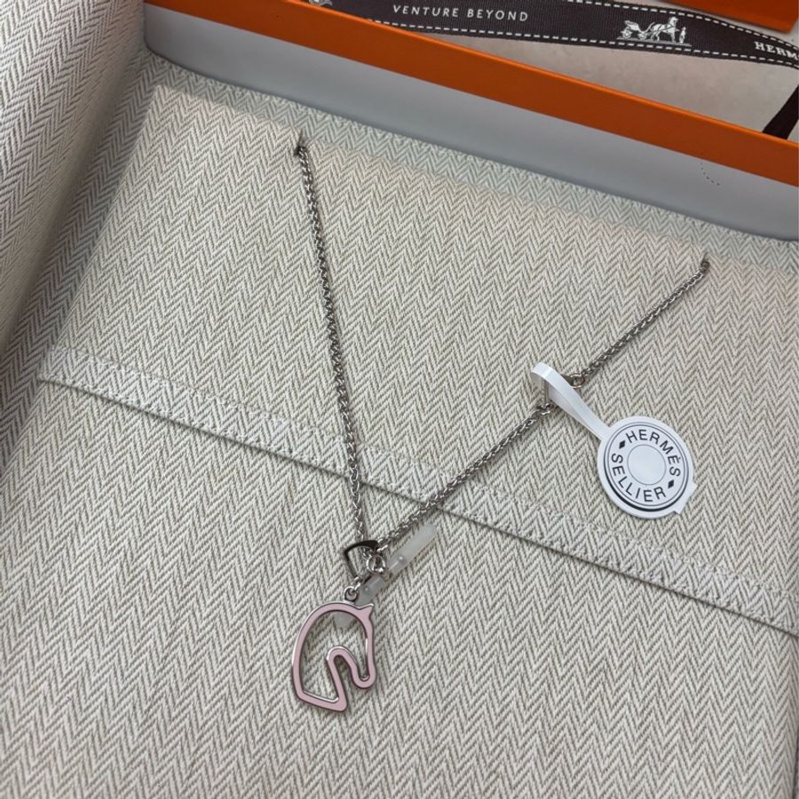 Hermes 愛馬仕 Tonnerre 銀馬首項鍊 銀色 雙面戴-5