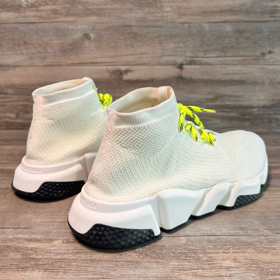 97新Balenciage巴黎世家 Speed Lace up 襪子鞋 編織 白色 白綠 45碼-2