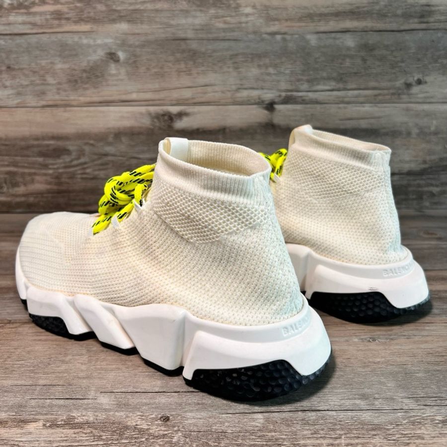 97新Balenciage巴黎世家 Speed Lace up 襪子鞋 編織 白色 白綠 45碼-3