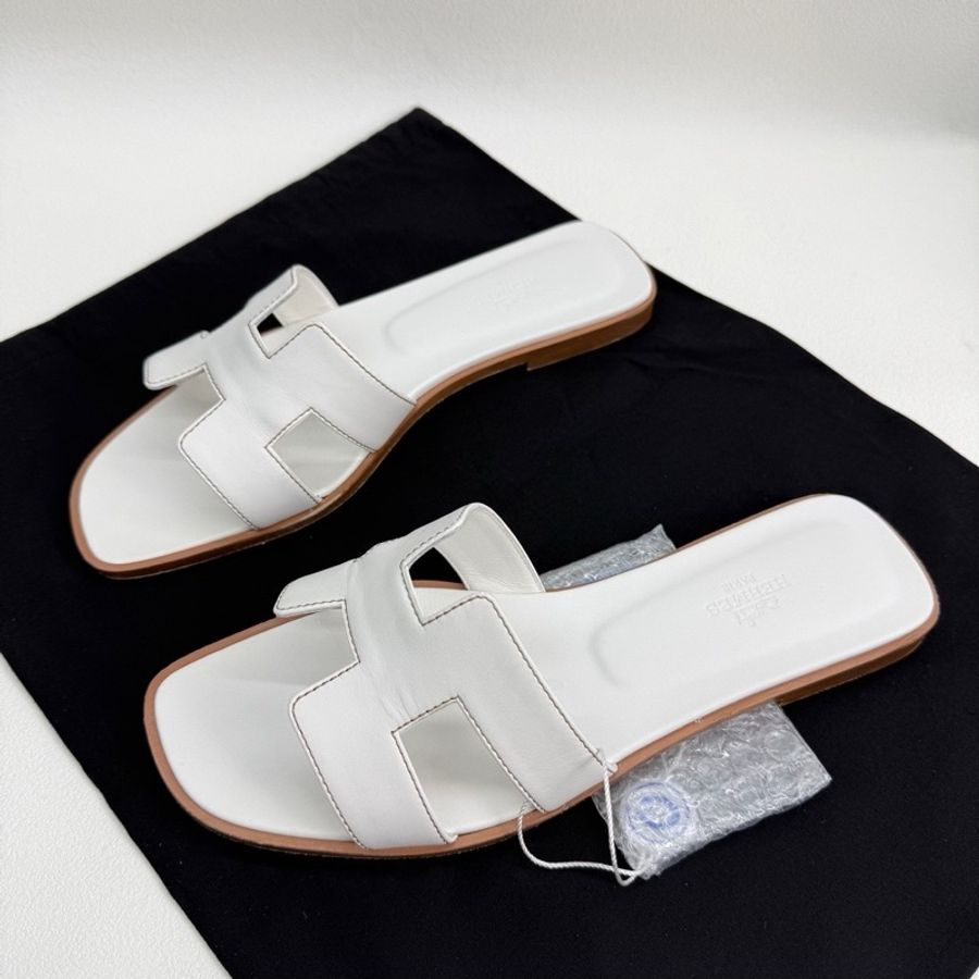 HERMES 愛馬仕Oran 白色H型涼鞋拖鞋 38.5碼-0