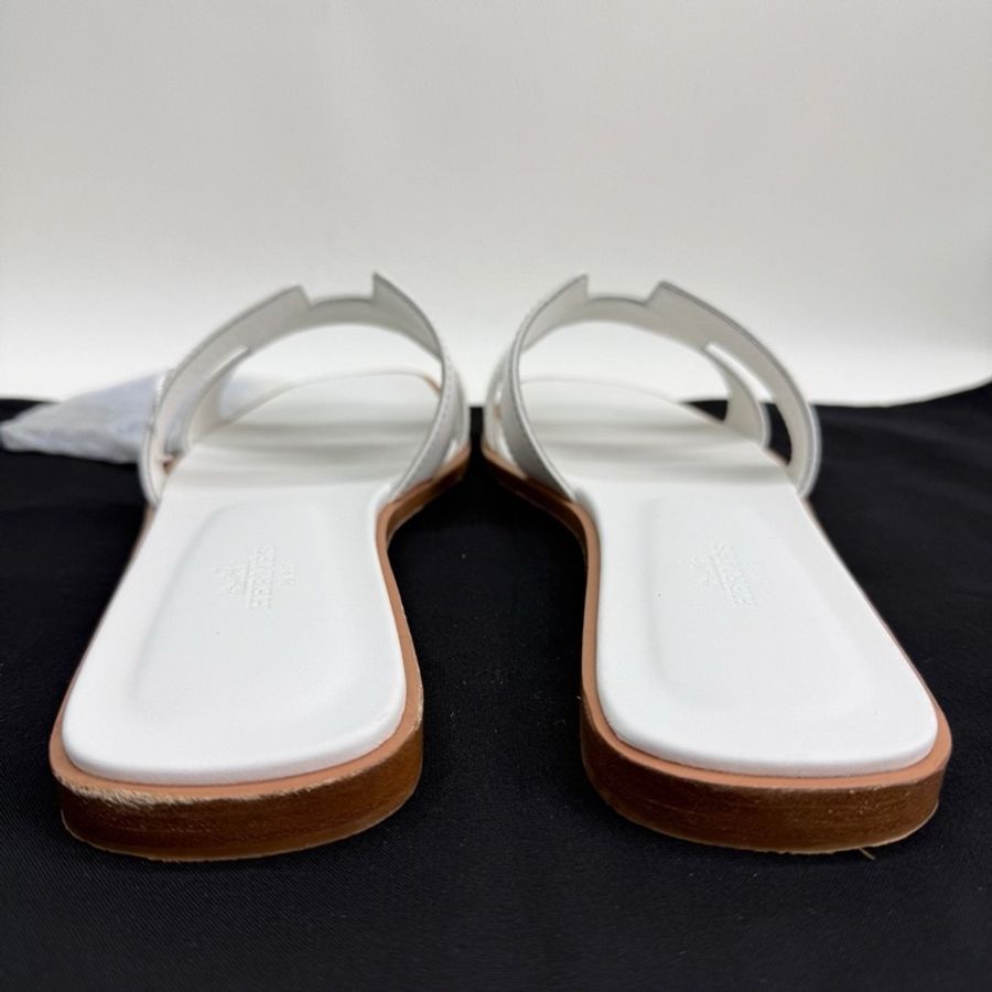 HERMES 愛馬仕Oran 白色H型涼鞋拖鞋 38.5碼-4