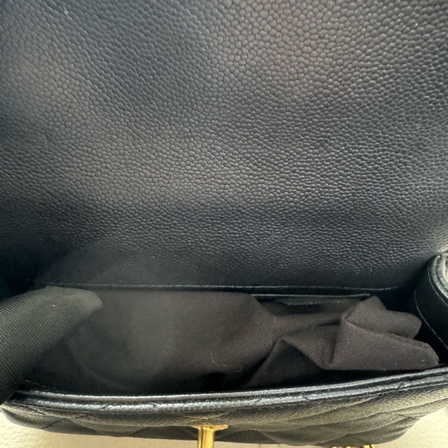 99新 chanel 香奈兒方胖子愛心調節扣 黑金荔枝皮-5