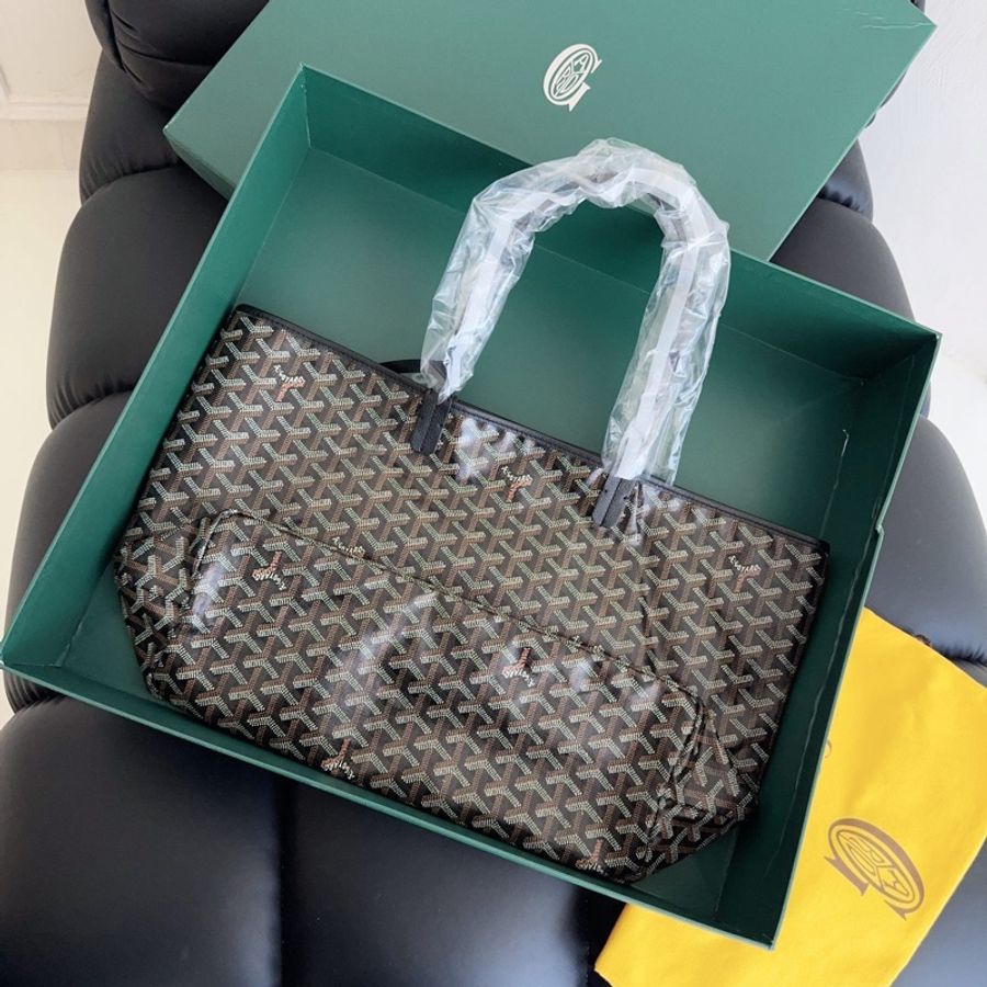 【全新閒置品】GoyardSaintLouis 黑色老花子母購物袋托特包 小號(中號)tote-2