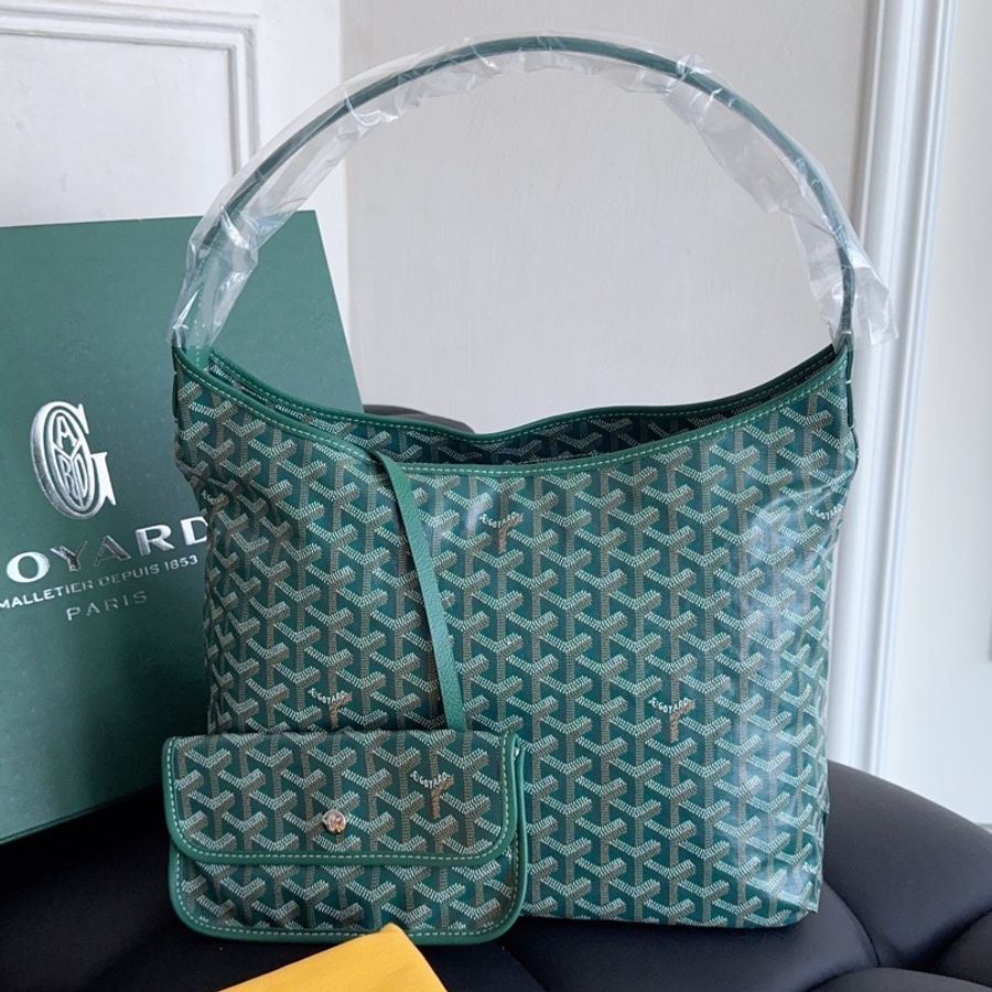 【全新閒置品】goyard 綠色老花hobo單肩包 子母袋-0