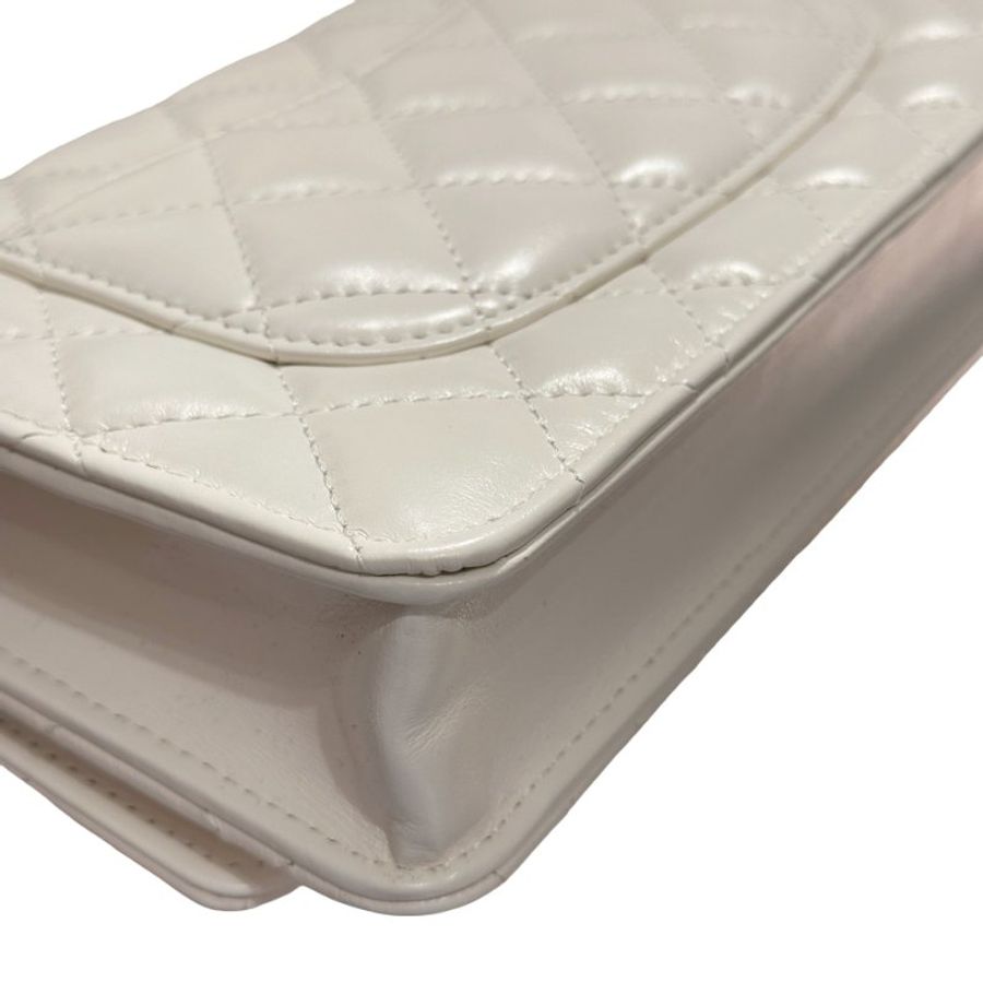 CHANEL Lambskin Leather 23P RAINBOW TOP HANDLE WOC Cross Body Bag White GHW-9