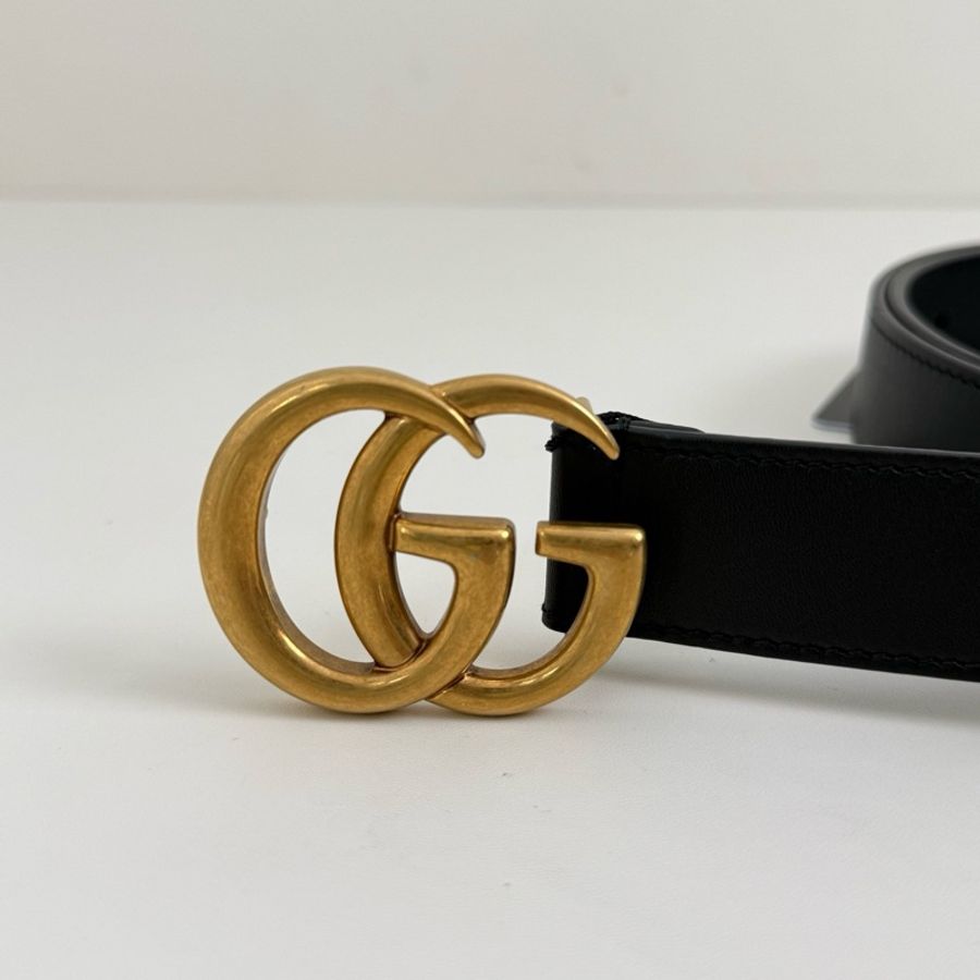 古馳/GUCCi 黑色 腰帶 金扣 尺碼：95碼  3CM寬-2