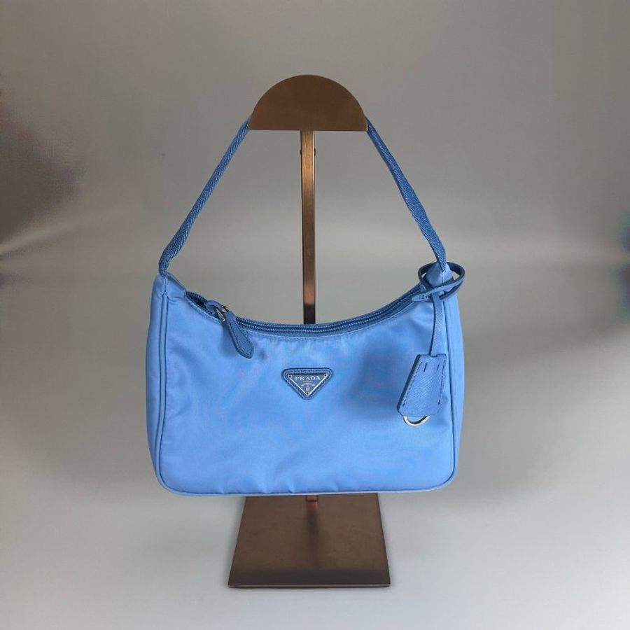 PRADA 1NE515 藍尼龍單肩HOBO包-1