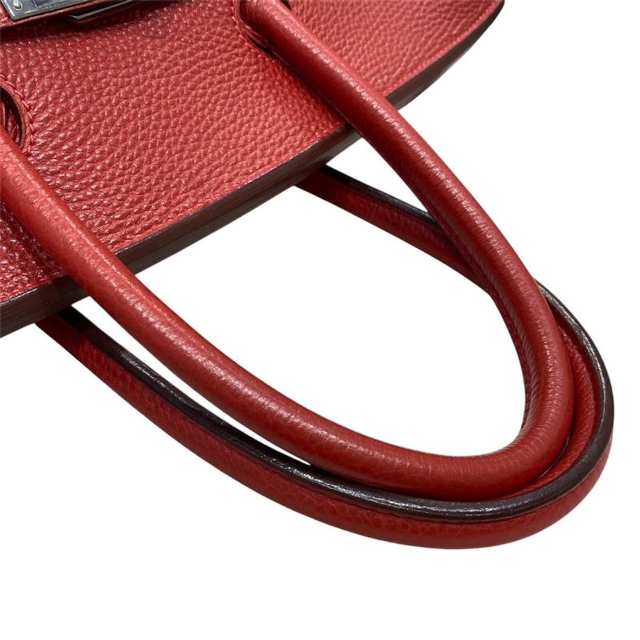 HERMES 愛馬仕 BIRKIN 35 TOGO牛皮 紅色 銀扣-11