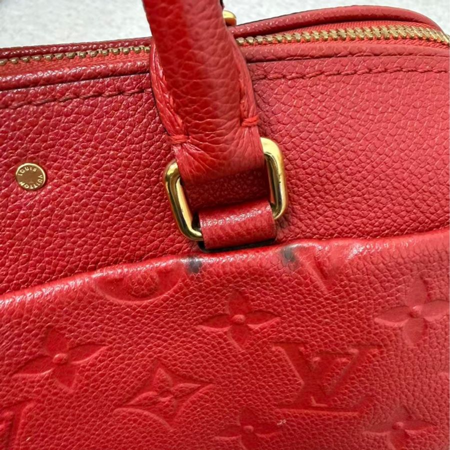 二手LV路易威登 Speedy25紅色壓紋斜挎包，2016購入，邊角有輕微磨損-16