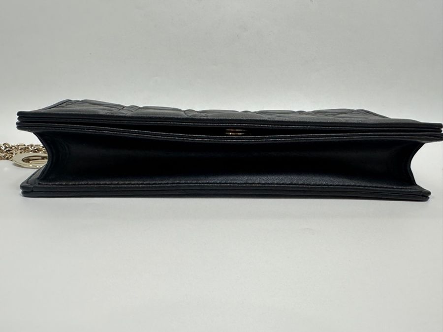 Dior 黑羊皮藤紋Lady Dior pouch 斜背鏈包-2
