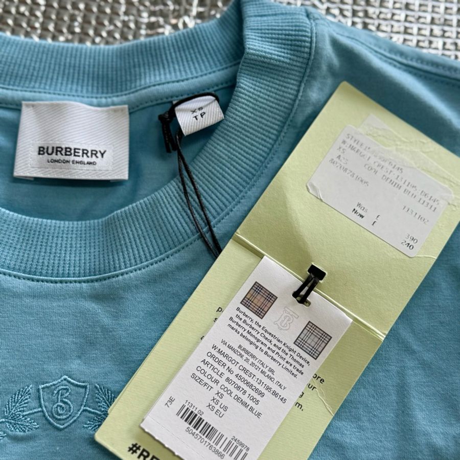 全新商品 Burberry刺繡戰馬經典藍短T版(尺寸在商品描述內)-2
