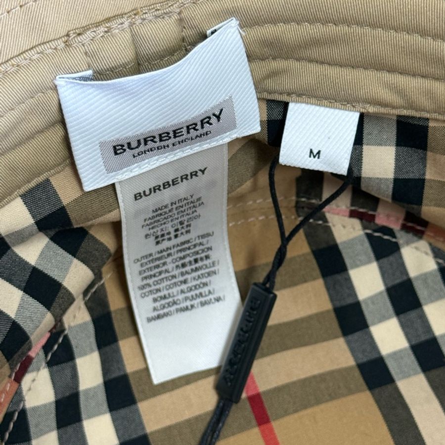 「英國代購」 全新Burberry 博柏利「專櫃親購」LOGO漁夫帽卡其經典格紋-4