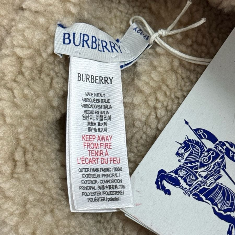 「員購特價」（童）全新BURBERRY  雙面格紋絨毛漁夫帽 博柏利可愛童帽 雙面可用-11