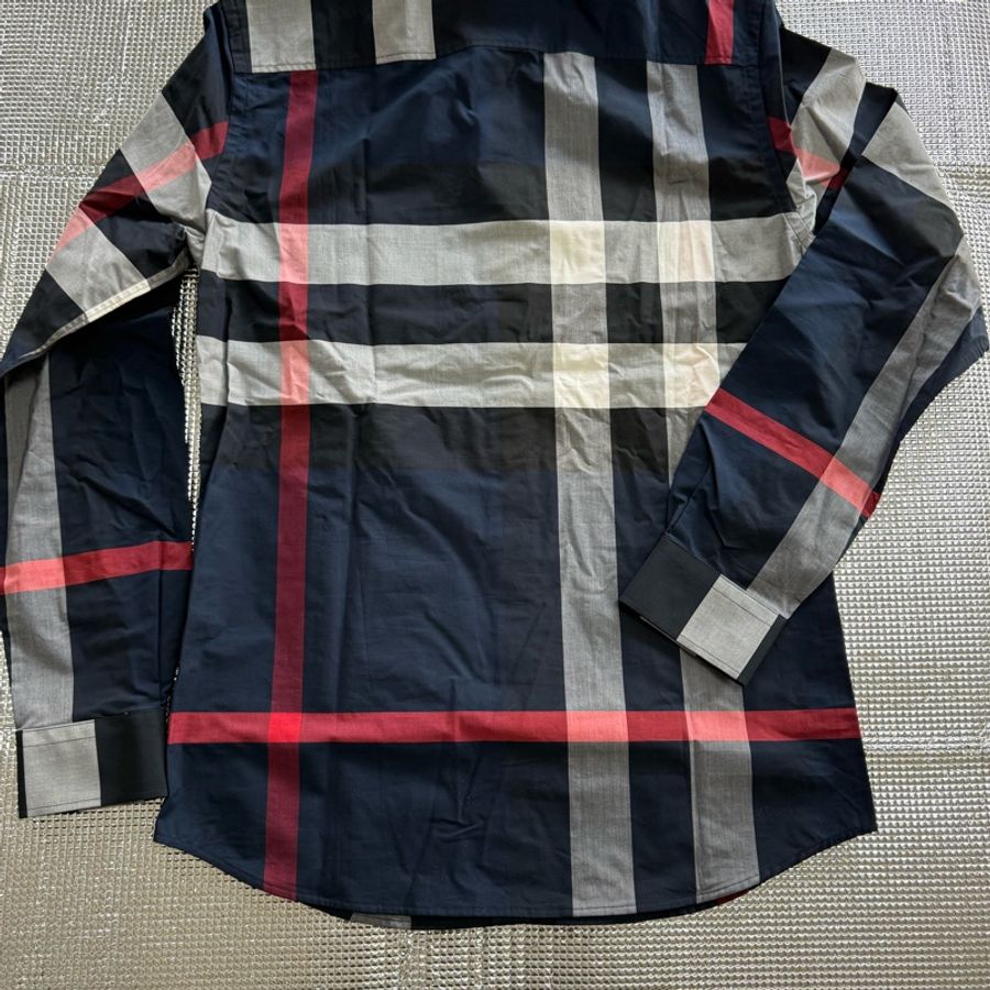 「英國代購」全新BURBERRY博柏利［專櫃價24500］經典格紋襯衫海軍藍-4