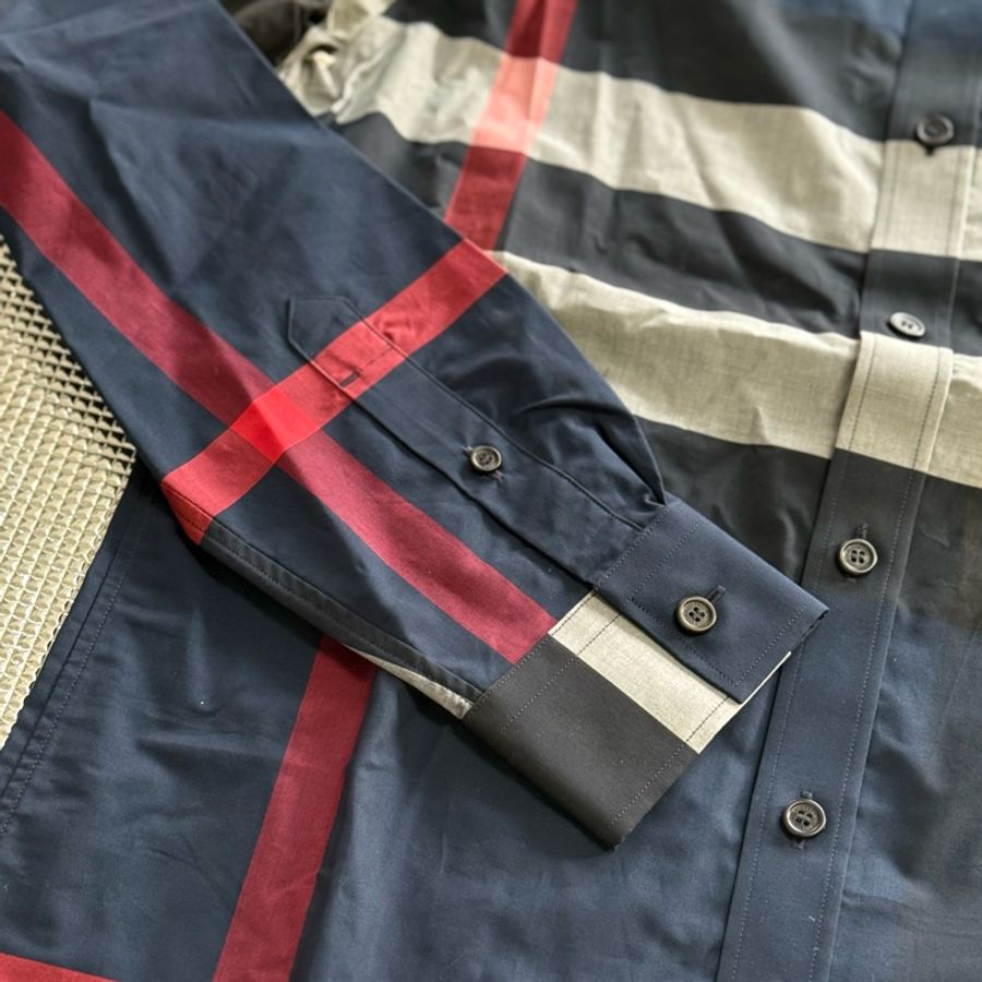 「英國代購」全新BURBERRY博柏利［專櫃價24500］經典格紋襯衫海軍藍-15