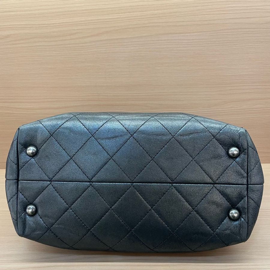 Chanel 香奈儿 TOTE 2016年 21開 黑銀色牛皮格纹单肩包手提包 有塵袋 無卡 無盒子-4