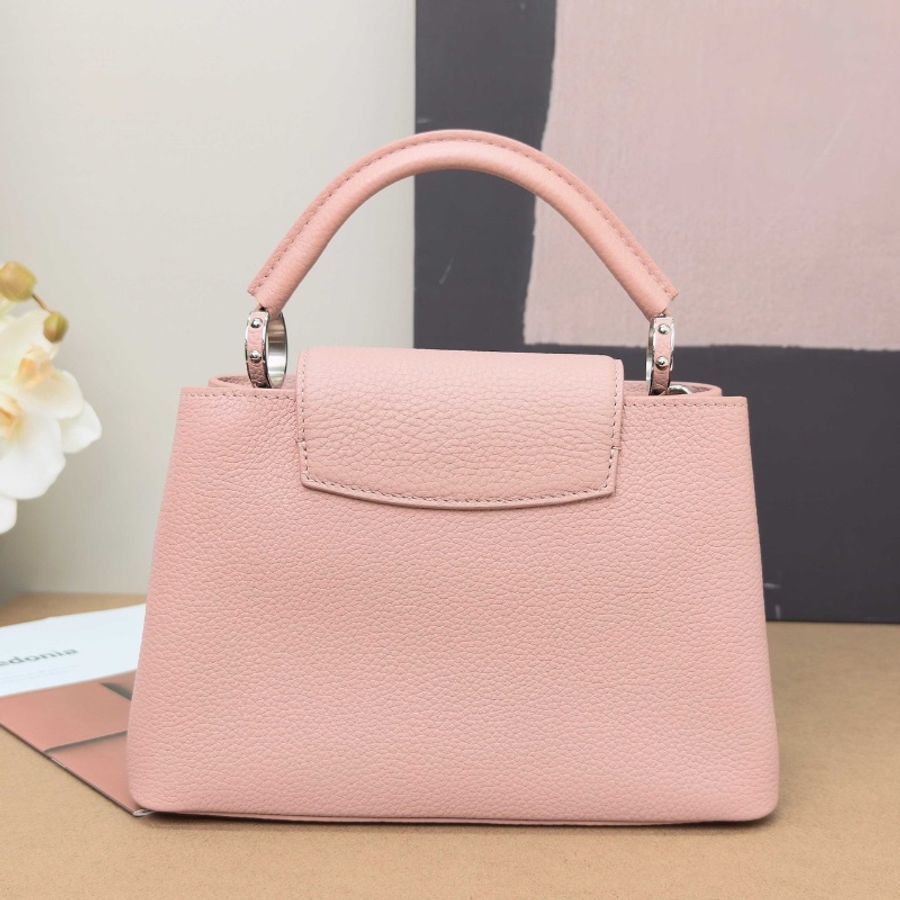 LV CapucinesBB粉色花卉裝飾 牛皮手提肩背包27*17.5*9 99新配件塵袋-7