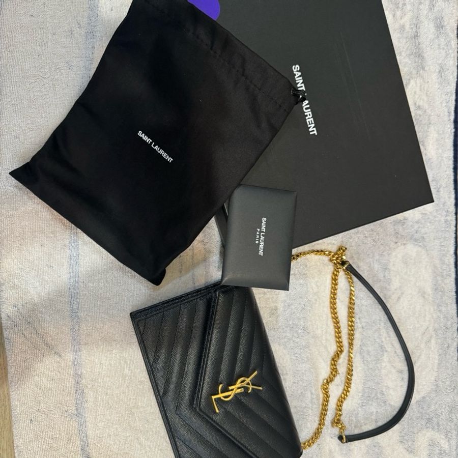 YSL 聖羅蘭 YAL小款19CM WOC 魚子醬皮革金色-2