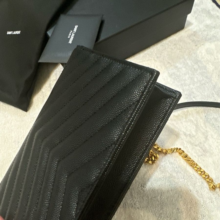 YSL 聖羅蘭 YAL小款19CM WOC 魚子醬皮革金色-4
