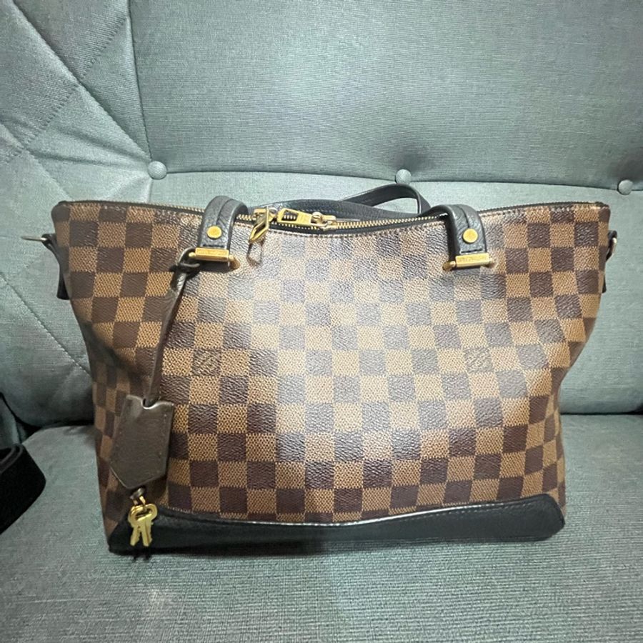 LOUIS VUITTON LV 路易威登 棕色 棋盤格 塗層帆布 Hyde Park 兩用包-2