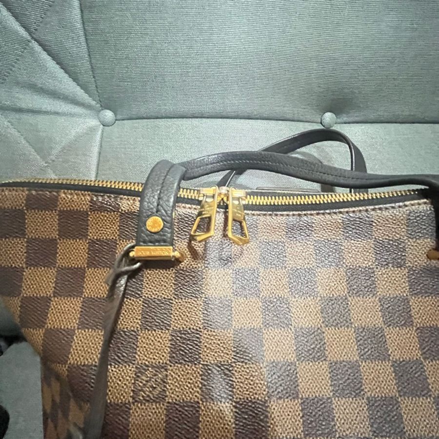 LOUIS VUITTON LV 路易威登 棕色 棋盤格 塗層帆布 Hyde Park 兩用包-10