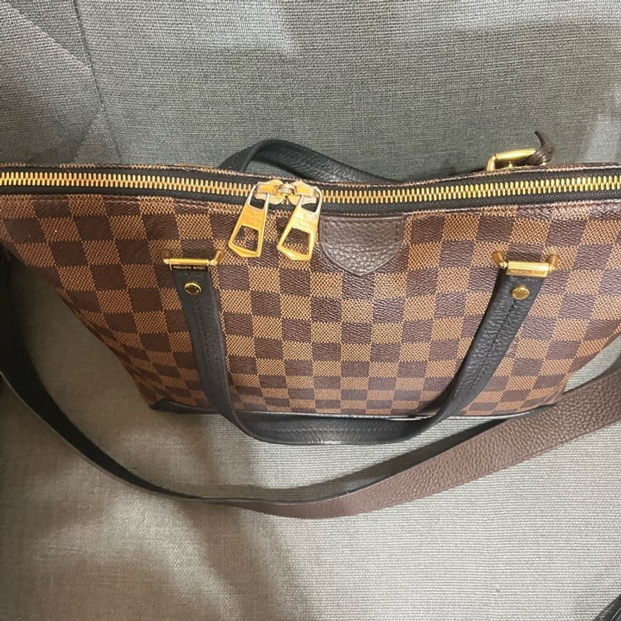 LOUIS VUITTON LV 路易威登 棕色 棋盤格 塗層帆布 Hyde Park 兩用包-14