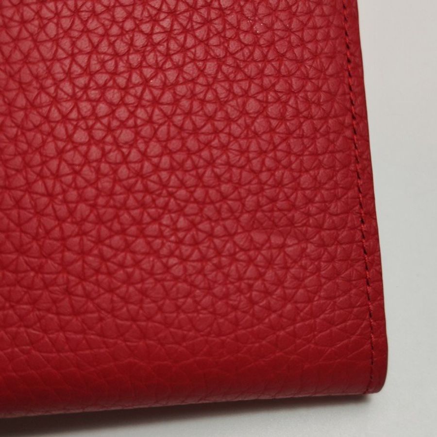 Louis Vuitton(LV)Capucines迷你牛皮純色金屬搭扣錢包-14
