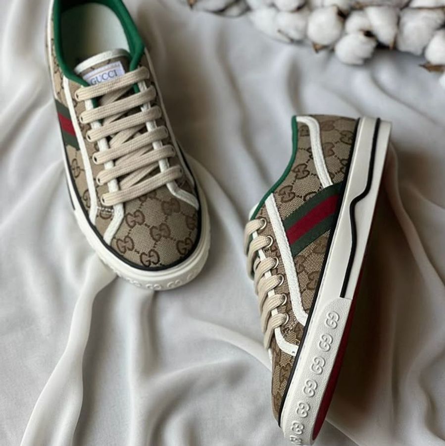 🔥【專櫃正品Gucci帆布鞋EU42.5】 男女皆可穿Gucci Men’s GG Tennis 1977 Sneake 全新正品保證-0