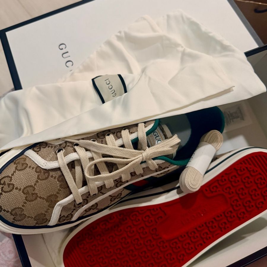 🔥【專櫃正品Gucci帆布鞋EU42.5】 男女皆可穿Gucci Men’s GG Tennis 1977 Sneake 全新正品保證-7