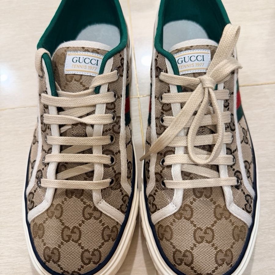 🔥【專櫃正品Gucci帆布鞋EU42.5】 男女皆可穿Gucci Men’s GG Tennis 1977 Sneake 全新正品保證-8