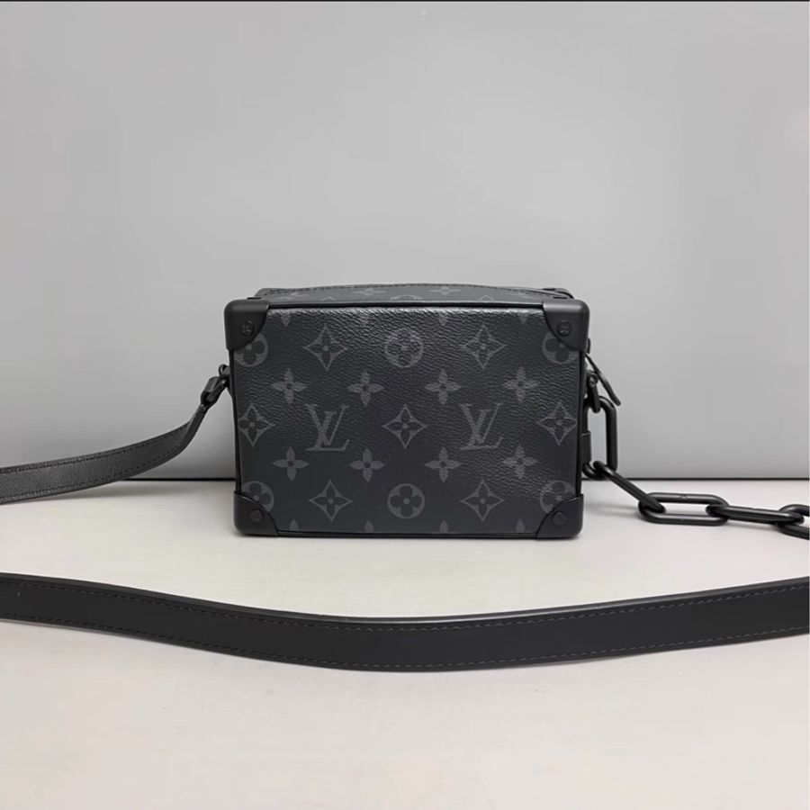 男女通殺😍Lv路易威登mini soft trunk黑色老花盒子包單肩斜挎包-7