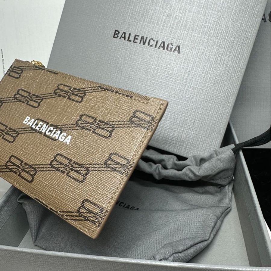 巴黎世家卡夾 短夾 大地色系皮革 全新 Balenciaga brown monogram card holder-13