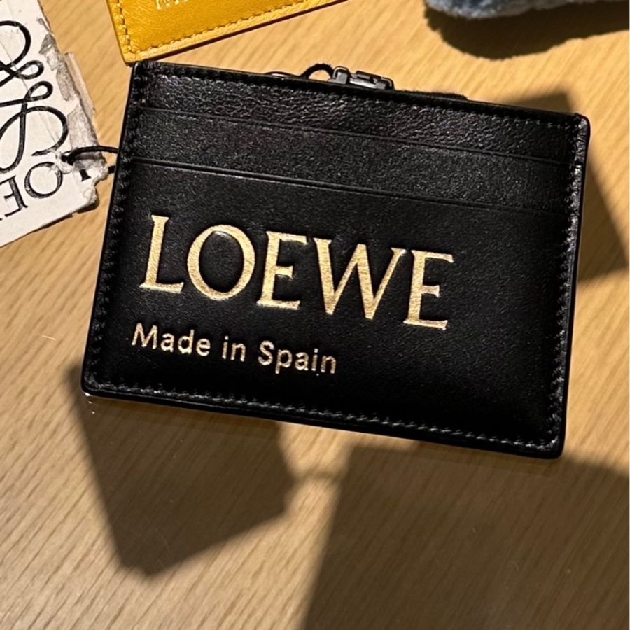 羅爾威卡夾 全新付收據 短夾 黑色 皮革 閒置 Loewe card holder black leather-9
