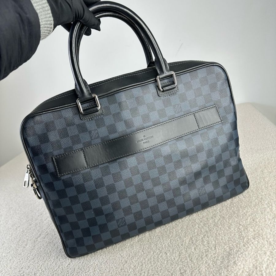 LV porte documents棋盤格公文包 藍黑色棋盤格 95新-2