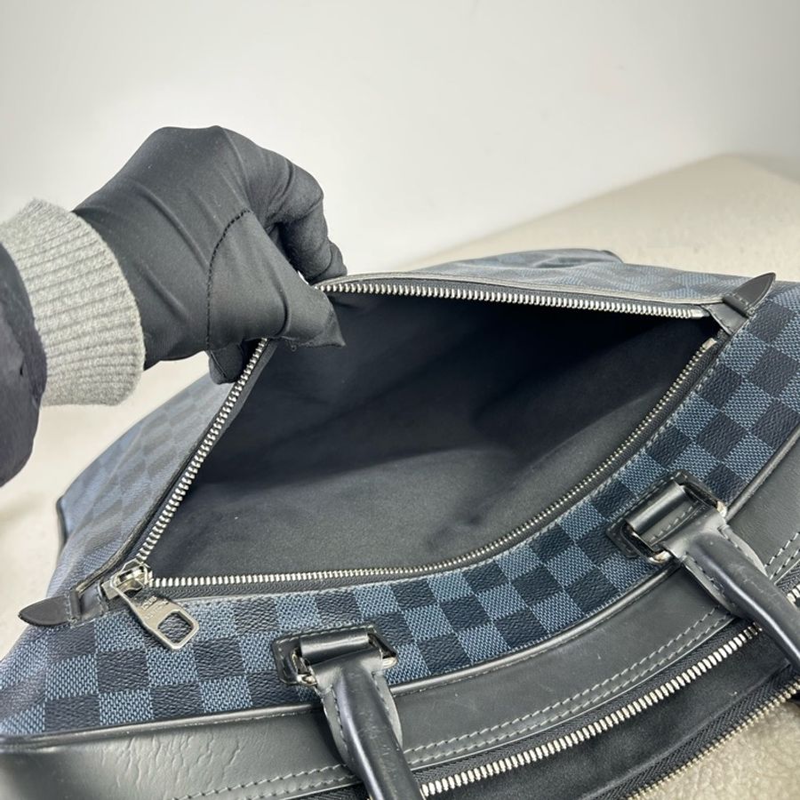 LV porte documents棋盤格公文包 藍黑色棋盤格 95新-11