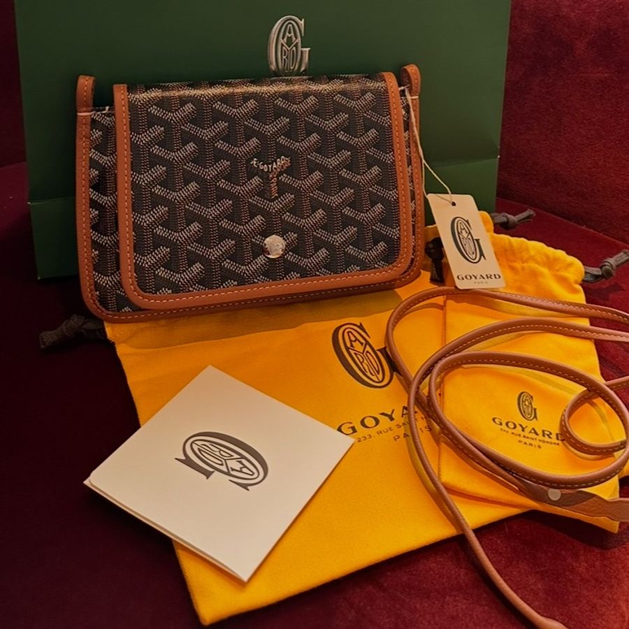 Goyard 戈雅 全新 黑色 棕色 三層信封包 斜挎包 側背包 手提包 肩背包 黑色棕色 經典顏色 全新連法國專櫃收據副本 goyard Plumet bag black and brown-5