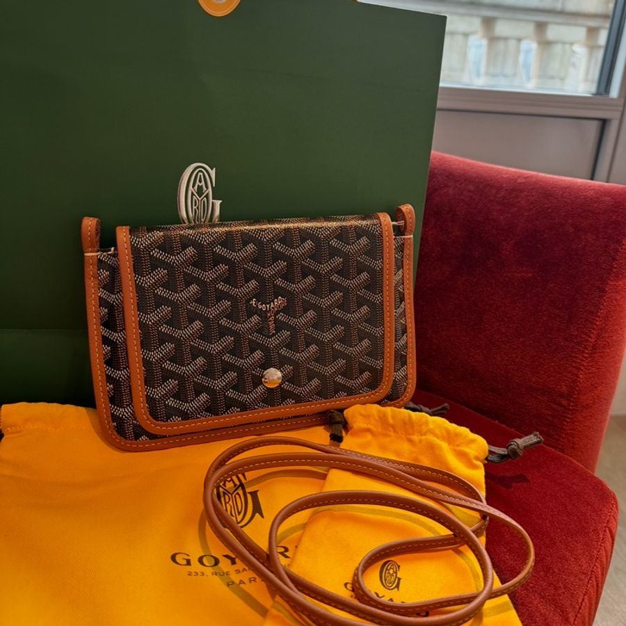 Goyard 戈雅 全新 黑色 棕色 三層信封包 斜挎包 側背包 手提包 肩背包 黑色棕色 經典顏色 全新連法國專櫃收據副本 goyard Plumet bag black and brown-6
