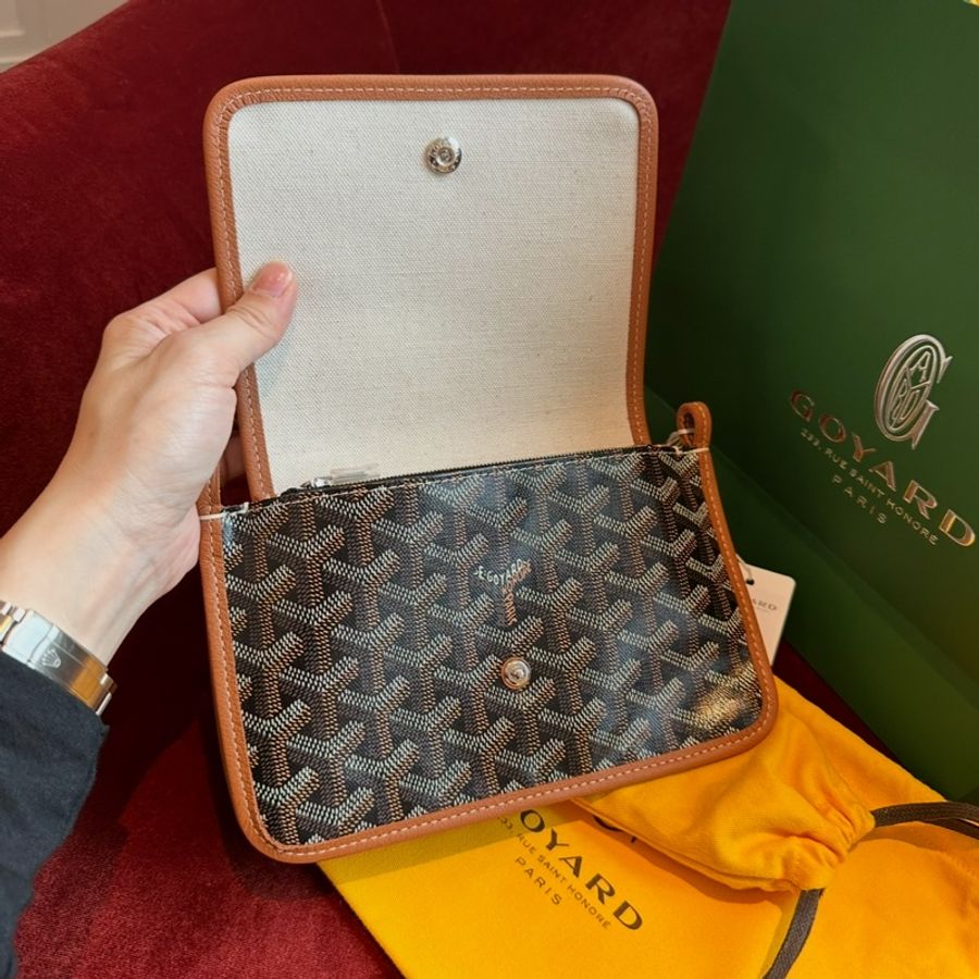 Goyard 戈雅 全新 黑色 棕色 三層信封包 斜挎包 側背包 手提包 肩背包 黑色棕色 經典顏色 全新連法國專櫃收據副本 goyard Plumet bag black and brown-14