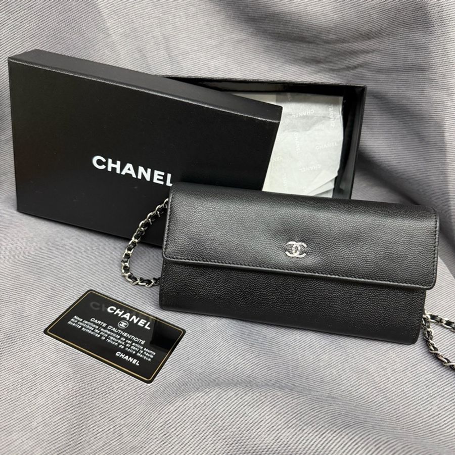 Chanel 黑銀長銀包/WOC-1