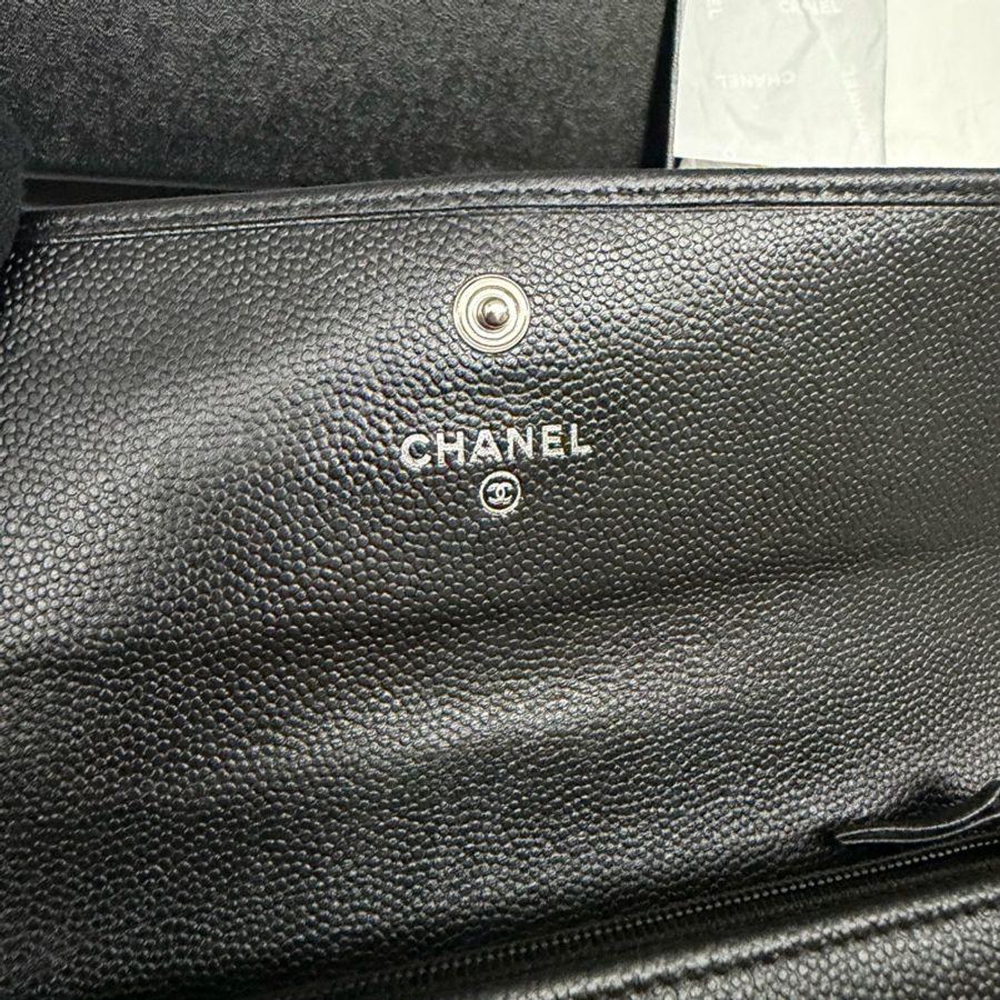 Chanel 黑銀長銀包/WOC-3