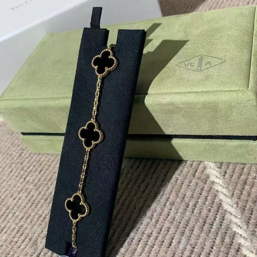 梵克雅寶Van Cleef & Arpels黑五花手鍊,黑瑪瑙+18K金,經典五花設計,男女都能戴,2023年購入-8