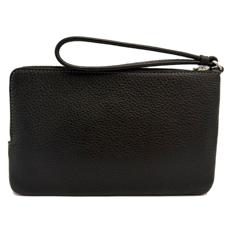 [全新]COACH C LOGO牛仔布長夾式雙層大手拿包/零錢包(牛仔黑)-4
