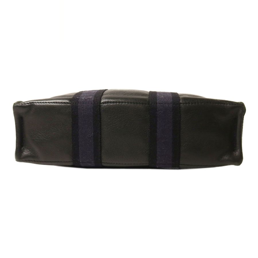 HERMES 帆布/牛皮皮革Fourre Tout PM銀扣手挽袋Noir-3