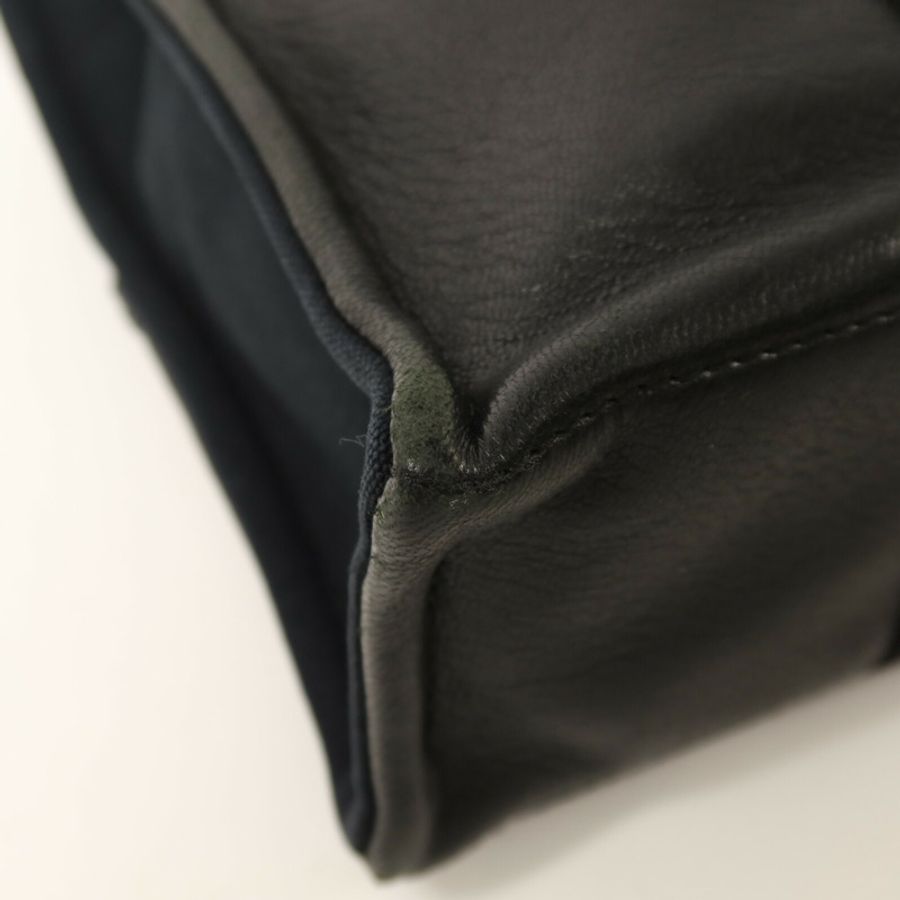 HERMES 帆布/牛皮皮革Fourre Tout PM銀扣手挽袋Noir-9