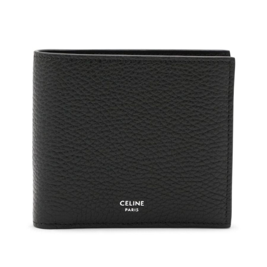 【CELINE】Bi-fold Triomphe 荔枝牛皮 雙摺 零錢包 卡夾 皮夾 短夾 黑色 10C873GTZ.38SI-0