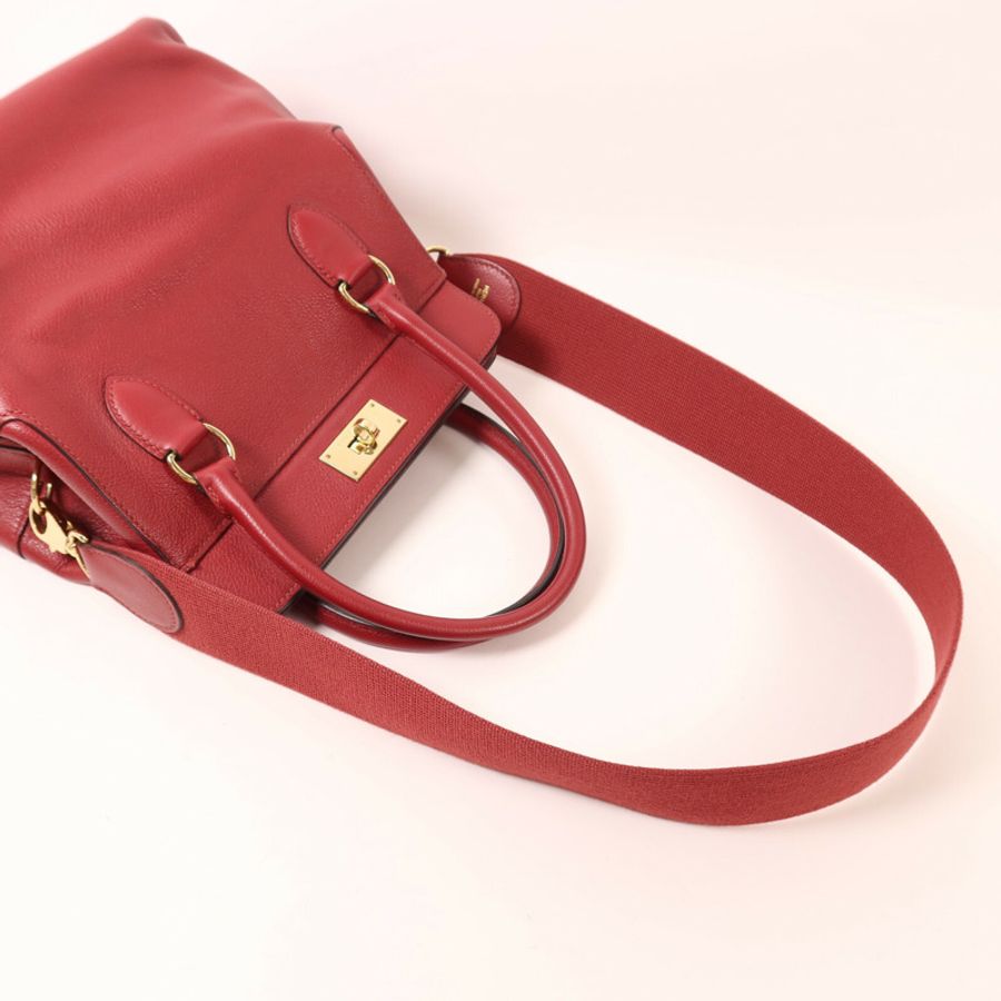 HERMES Evercolor皮革Tool Box 20金扣手挽肩背兩用袋Rouge Grenade-7