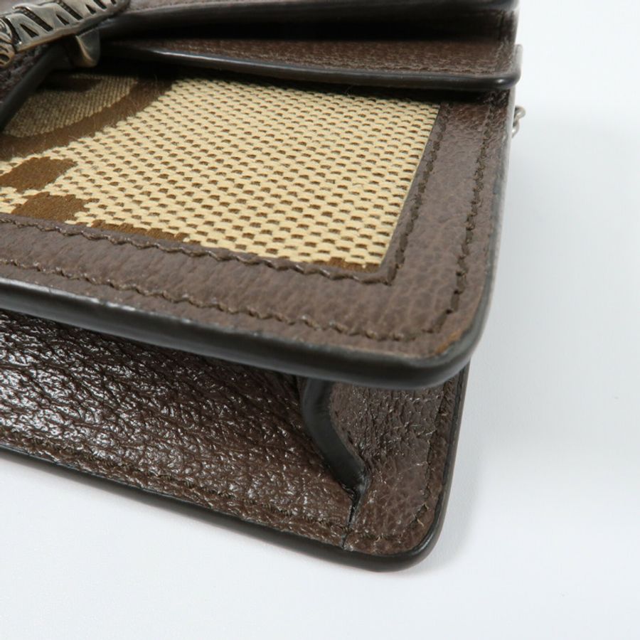 GUCCI 帆布/牛皮皮革Dionysus銀扣鏈帶肩背袋-4