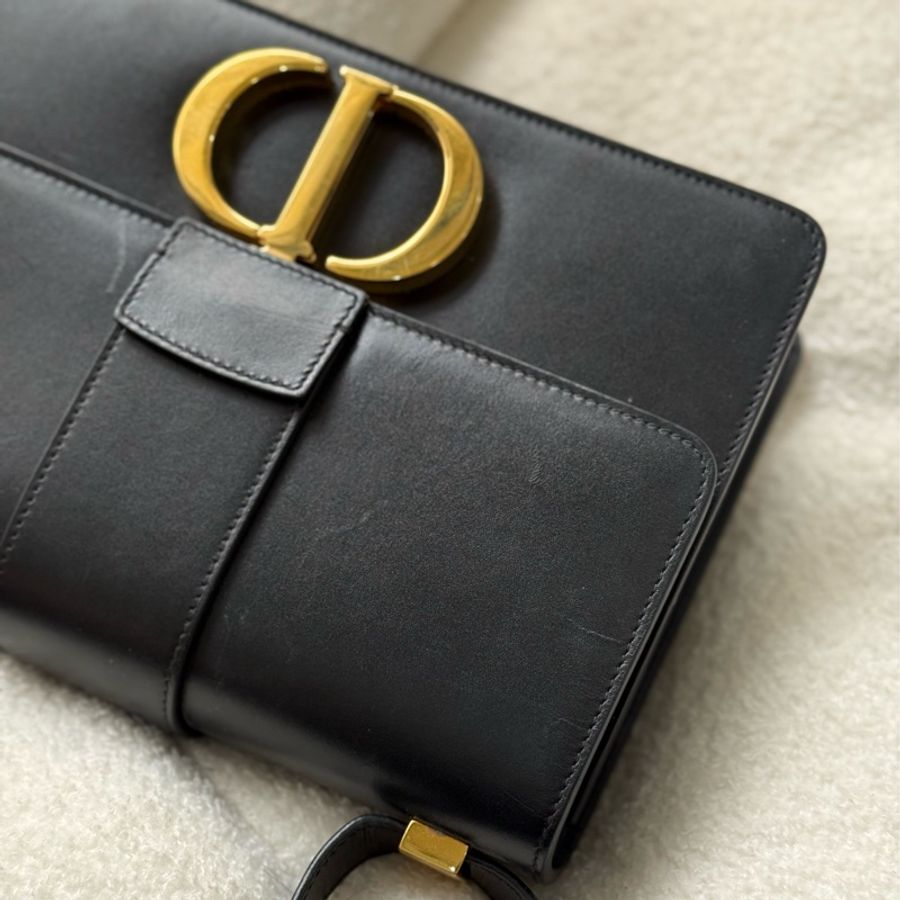 Dior 黑色全皮Montaigne 蒙田30單肩斜背包-3