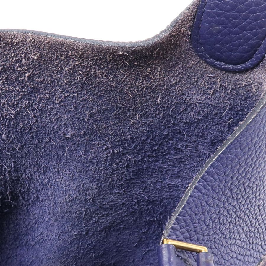 HERMES Clemence皮革Picotin MM金扣手挽袋Bleu Encre-15