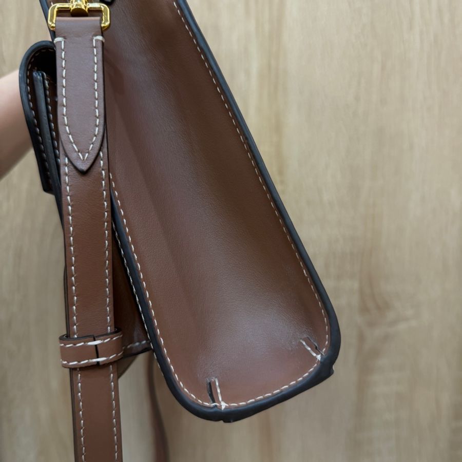 Burberry 米帆布咖牛皮mini pocket手提斜背包-1